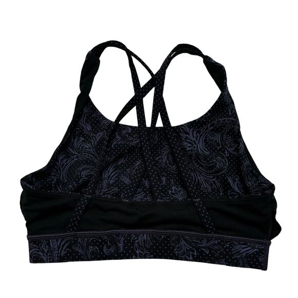 LULULEMON Energy Bra in Foliage Moody Blues Black Size 4 Paisley Nulux #W2AM5S - Picture 4 of 7